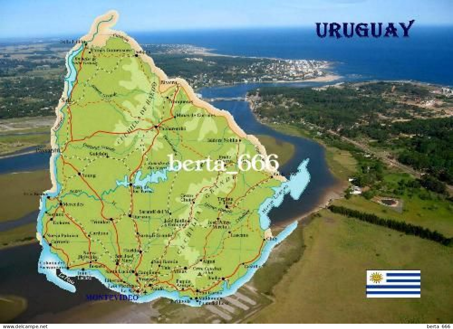 Uruguay Country Map New Postcard * Carte Geographique * Landkarte - Uruguay