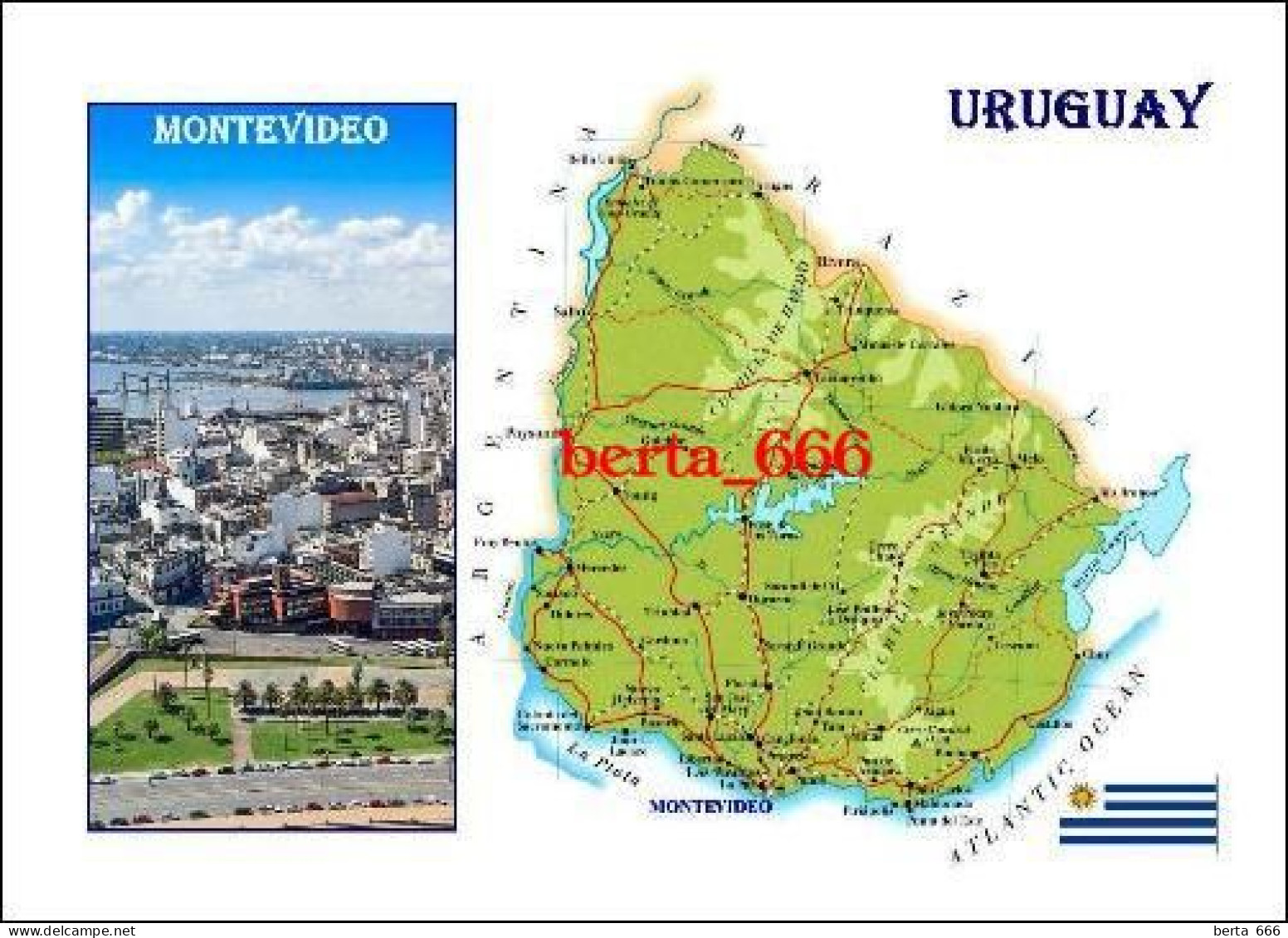 Uruguay Country Map New Postcard * Carte Geographique * Landkarte - Uruguay