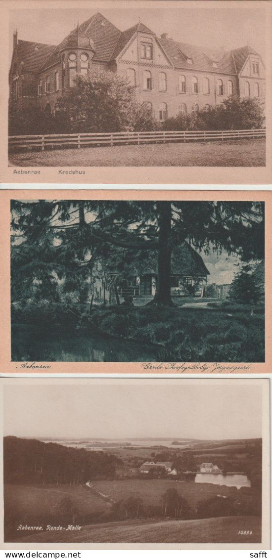 Lot 3 Alte Ansichtskarten Aabenraa - Åbenrå. Kredshus, Gamle Skorfogedbolig Jorgensgaard, Ronde-Mølle Um 1920 - Denmark