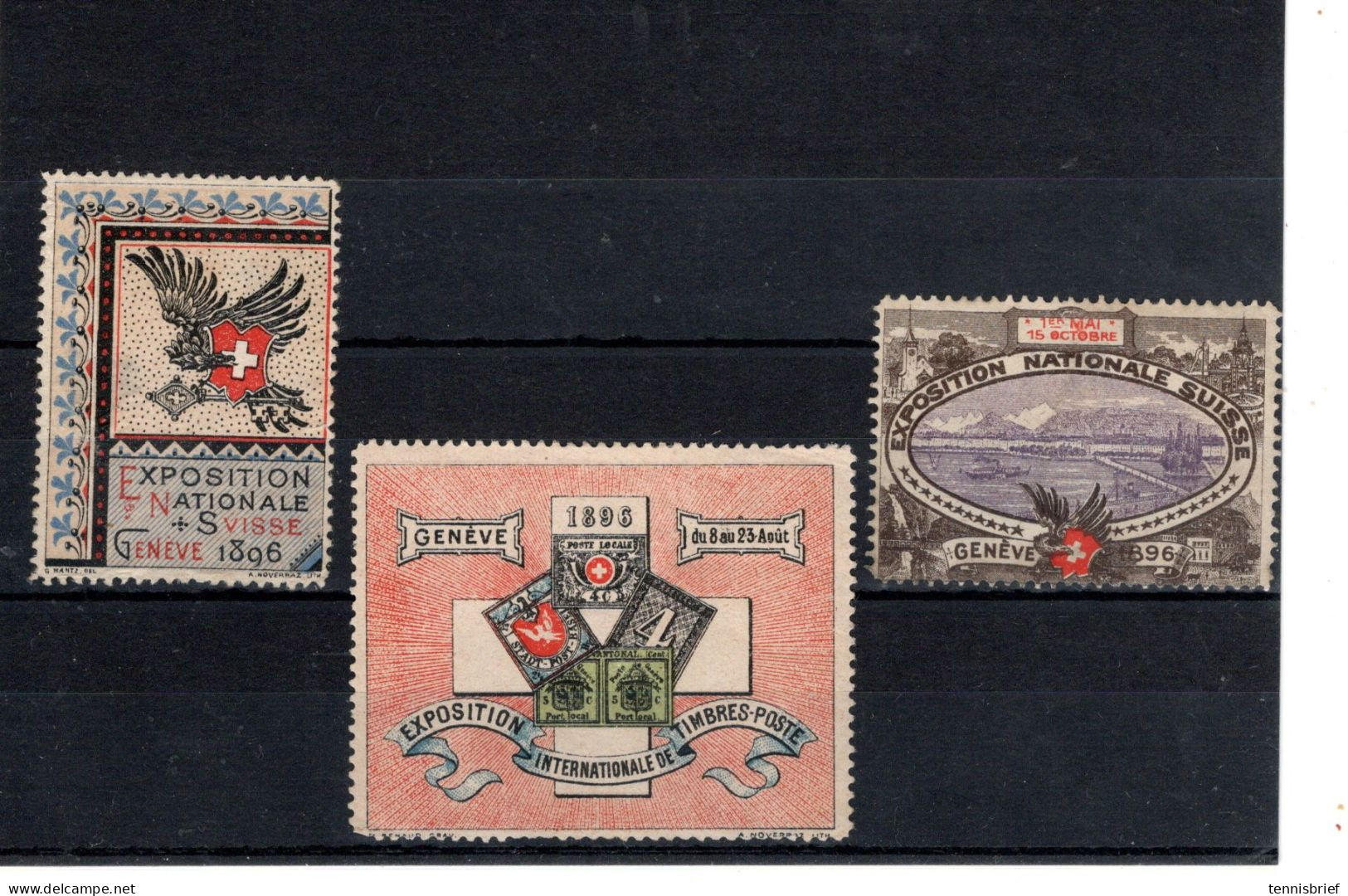 Baseler Taube, Doppelgenf Etc, 3 Ausstellung - Vignetten , Briefm.Ausst. Genf 1896 , Meist Mit Gummi #120 - 1843-1852 Federal & Cantonal Stamps