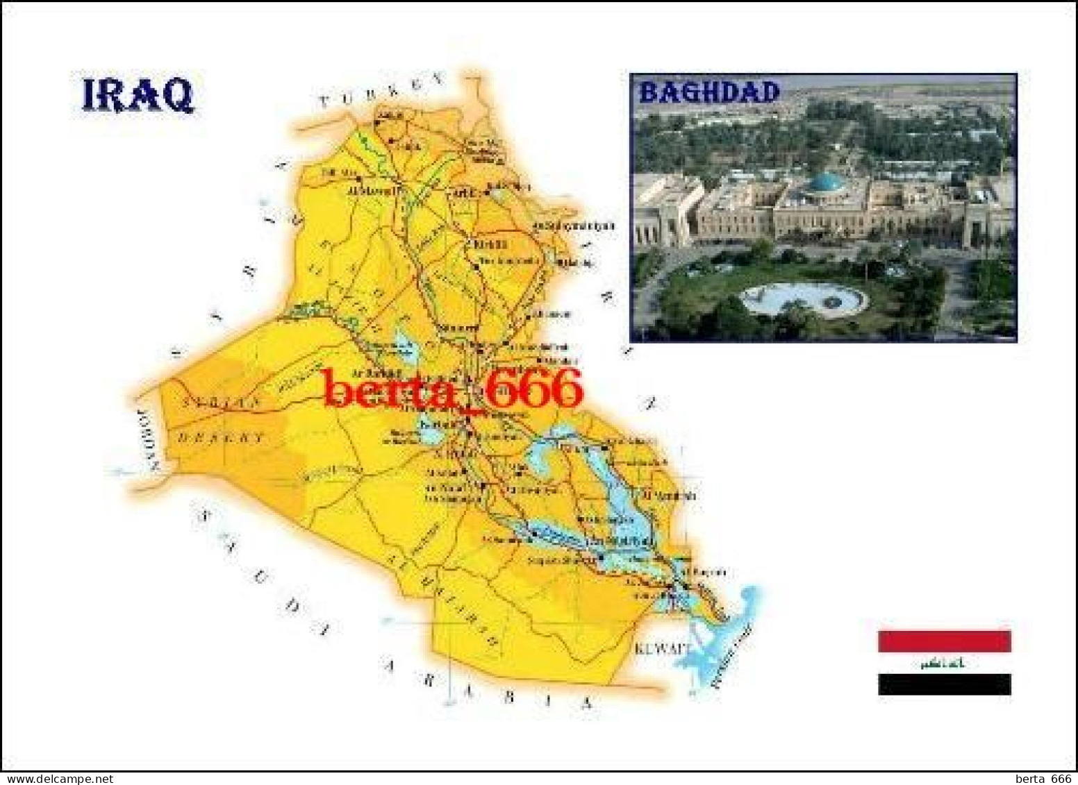 Iraq Country Map New Postcard * Carte Geographique * Landkarte - Iraq