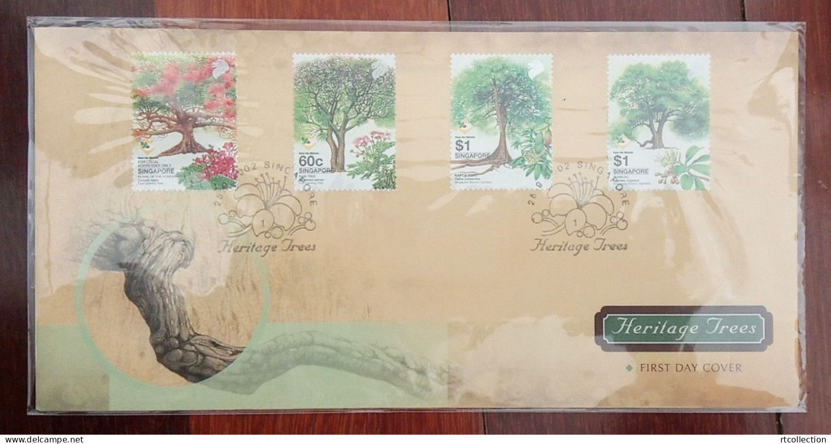 Singapore 2002 FDC Trees Plants Plant Flora Flowers Flower Nature Delonix Regia Samanea Saman Stamps - Arbres