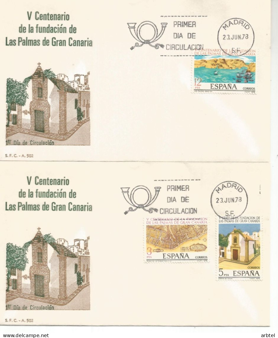 ESPAÑA SPD FDC V CENTENARIO LAS PALMAS GRAN CANARIA MAPA IGLESIA - Storia Postale