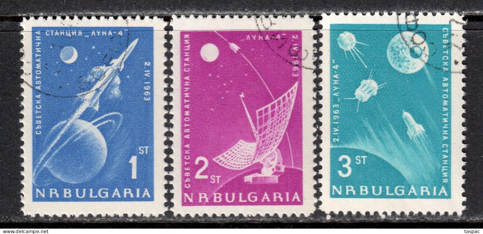Bulgaria 1963 Mi# 1388-1390 Used - Russia's Rocket To The Moon / Space - Oblitérés