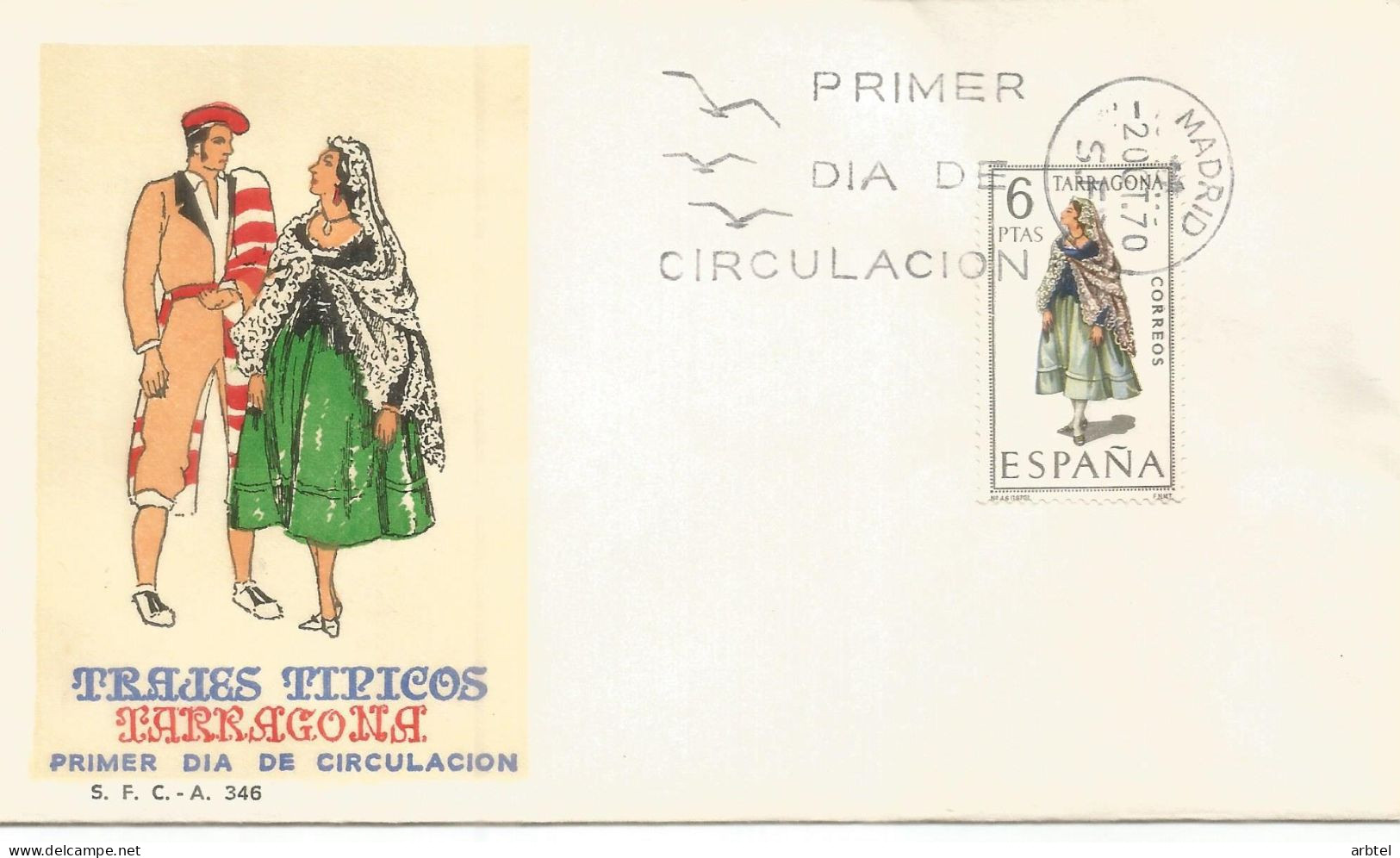 ESPAÑA SPD FDC TRAJE TIPICO TEXTIL FASHION TARRAGONA - Textil