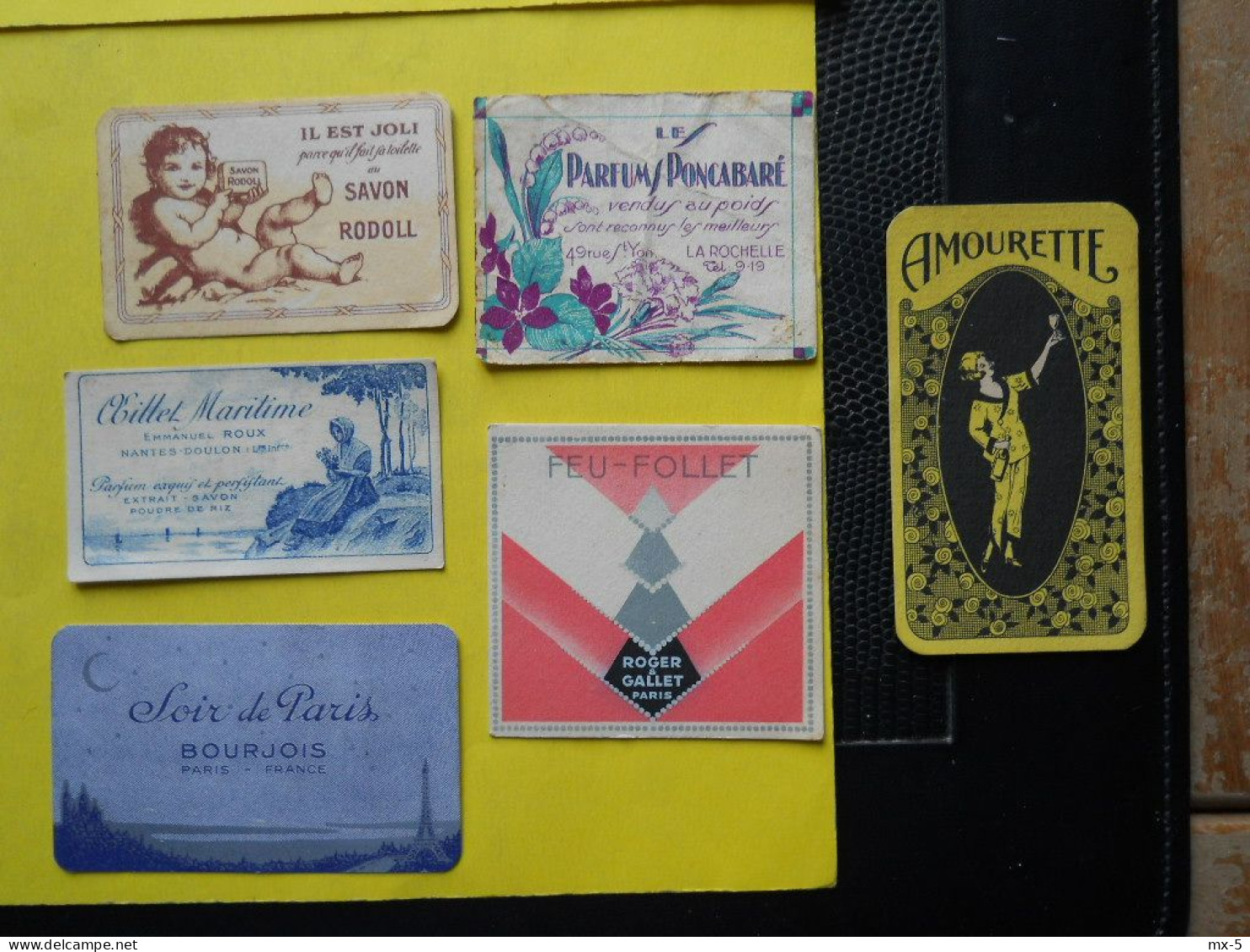 6 Cartes Parfumées , Amourette, Rodoll , Gallet , Bourjois , Oeillet..... - Profumeria Antica (fino Al 1960)