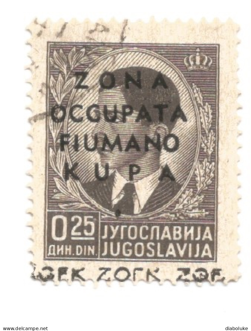 (COLONIE E POSSEDIMENTI) 1941, ZONA FIUMANO KUPA, 25p - Francobollo Usato (CAT. SASSONE N.1) - Fiume & Kupa