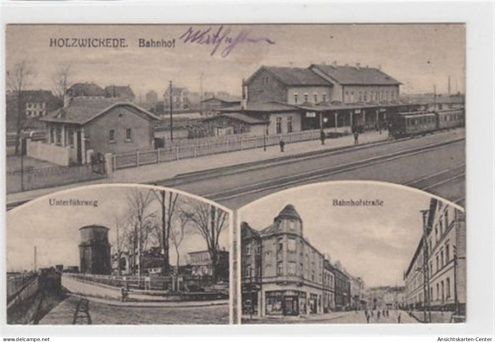 39076602 - Holzwickede. Bahnhof Zug Unterfuehrung Bahnhofstrasse. 1916 Feldpost Oben Links Und Rechts Etwas Duenneres P - Unna