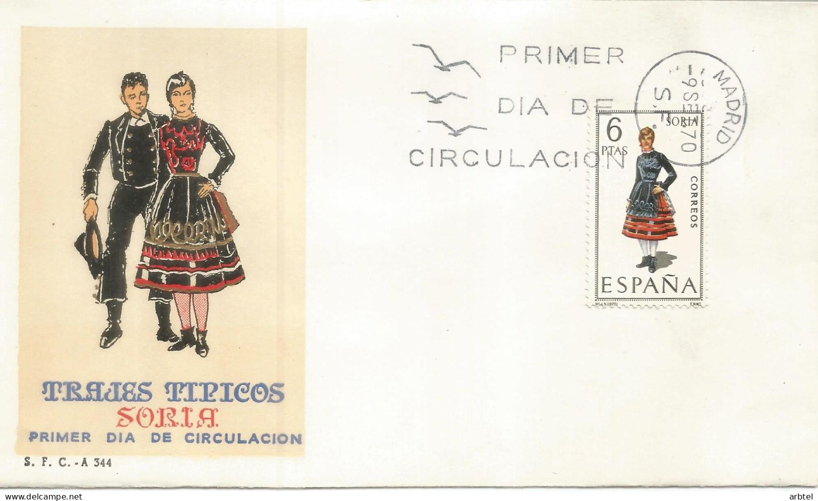 ESPAÑA SPD FDC TRAJE TIPICO TEXTIL FASHION SORIA - Tessili