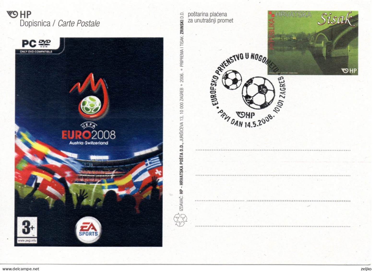 Croatia, Football, European Championship 2008, First Day Cancel - Croazia