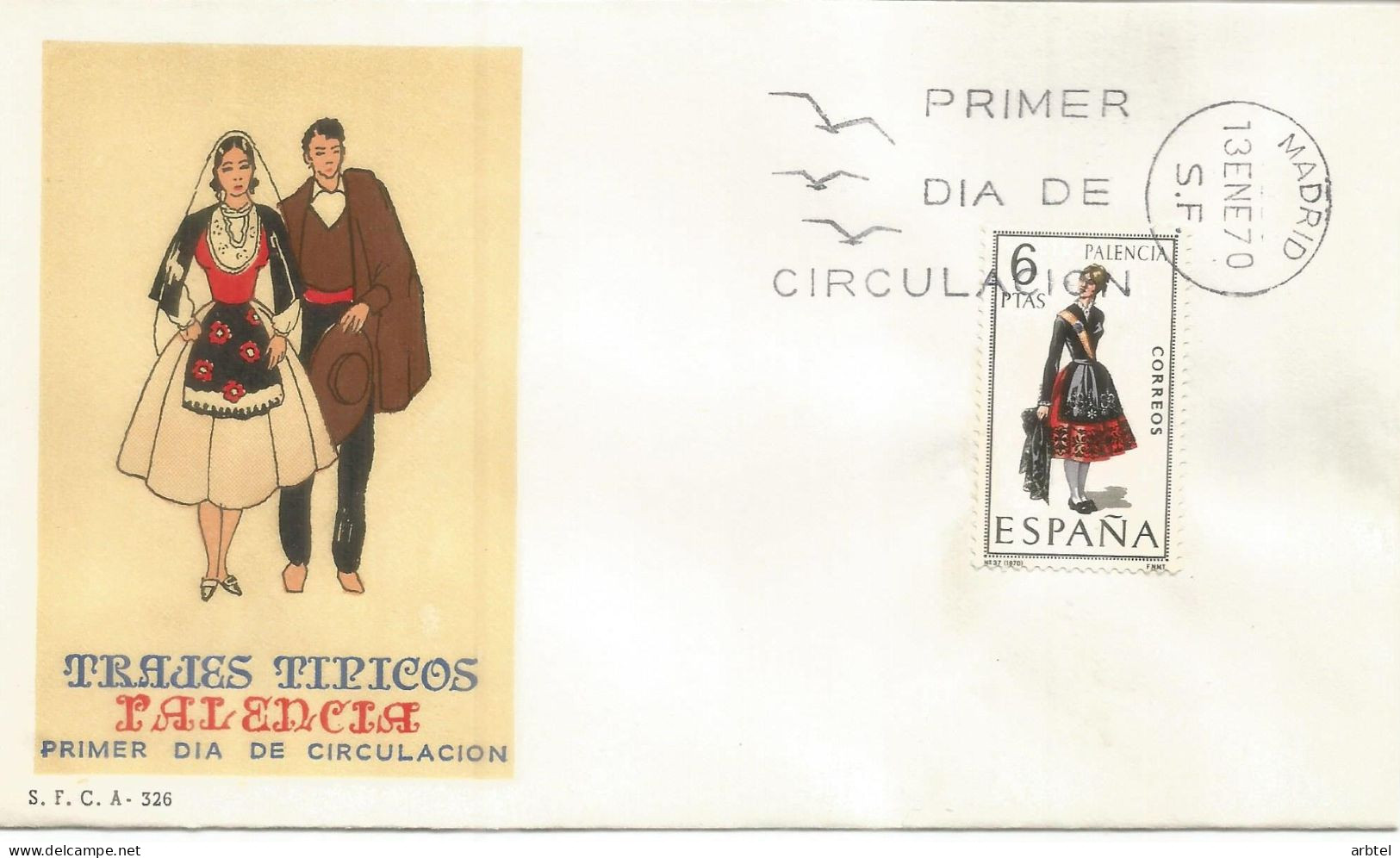 ESPAÑA SPD FDC TRAJE TIPICO TEXTIL FASHION PALENCIA - Textiles