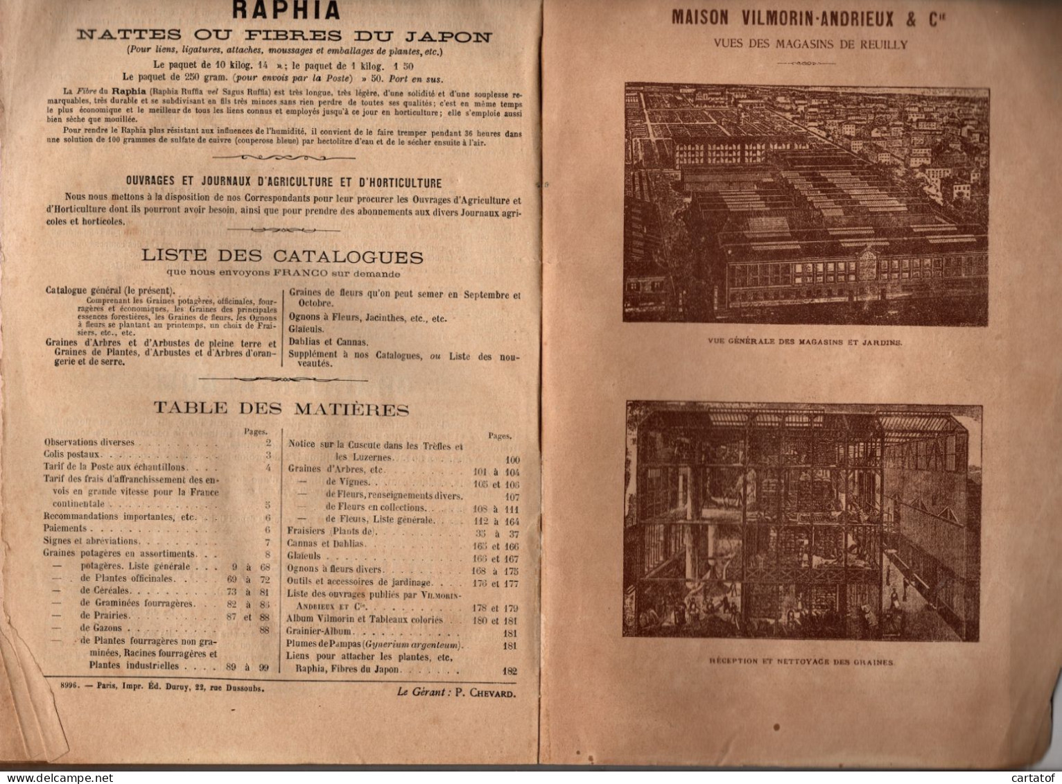 Catalogue VILMORIN ANDRIEUX Printemps 1891 .  - Jardinage