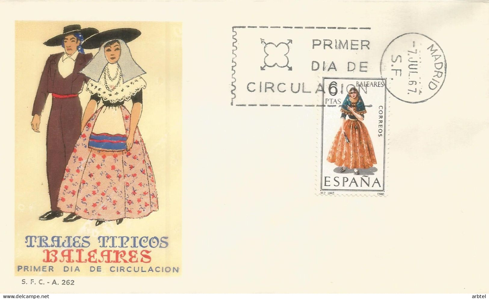 ESPAÑA SPD FDC TRAJE TIPICO TEXTIL FASHION BALEARES - Textiles