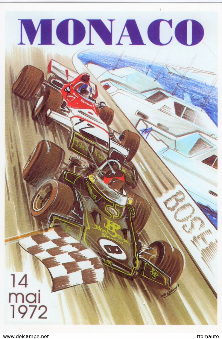 Grand Prix De Monaco 1972 - Publicité -  Lotus JPS - McLaren-  Art Card  -  CPM - Grand Prix / F1