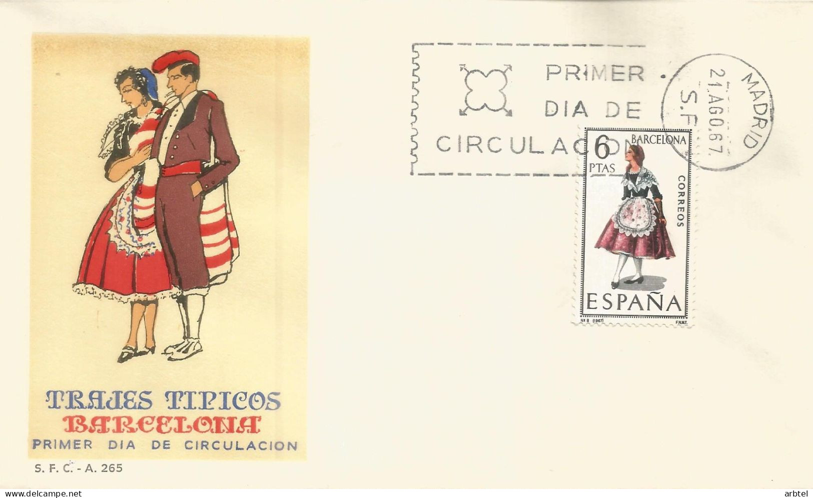 ESPAÑA SPD FDC TRAJE TIPICO TEXTIL FASHION BARCELONA - Textil