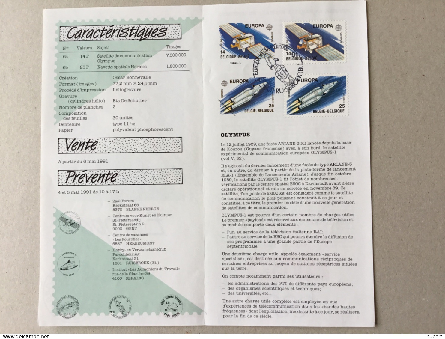 Belgique YT 2406-2407 Oblitération Premier Jour Sur Folder Présentation De La Poste Europa Spatiale - Oblitérés