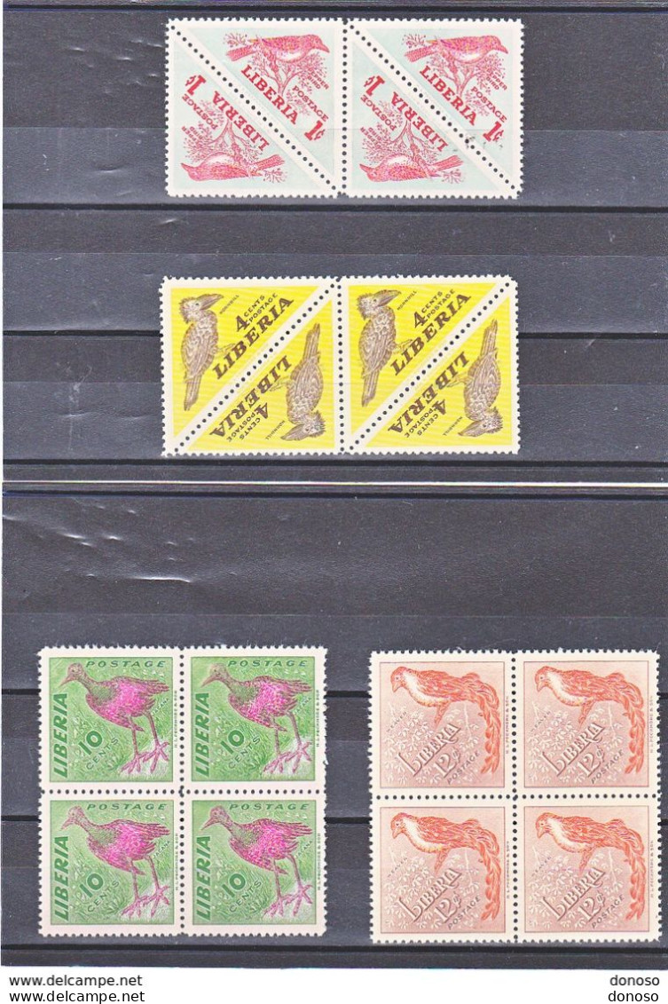 LIBERIA 1954 OISEAUX BLOCS DE 4 Yvert 318 + 320 + 322-23 NEUF** MNH Cote : 26 Euros - Liberia