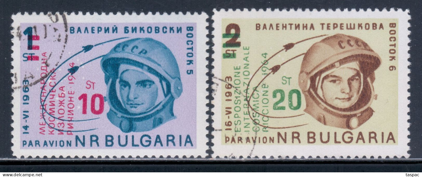 Bulgaria 1964 Mi# 1476-1477 Used - Overprinted - International Space Exhibition In Riccione, Italy / Space - Europe