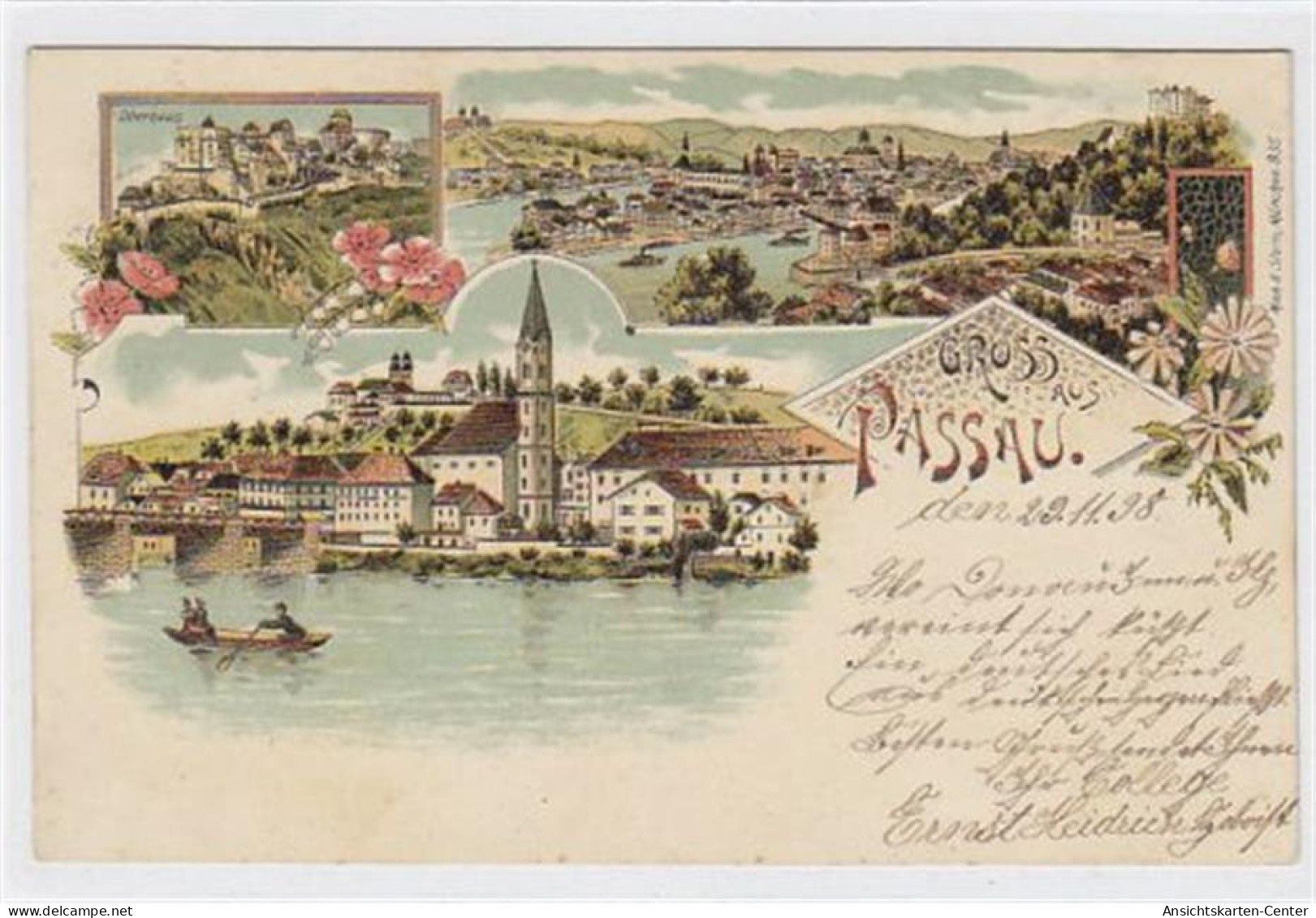 39023902 - Lithographie Gruss Aus Passau Mit Drei Verschiedenen Abbildungen Gelaufen 1898. Rueckseite Leicht Fleckig, S - Passau