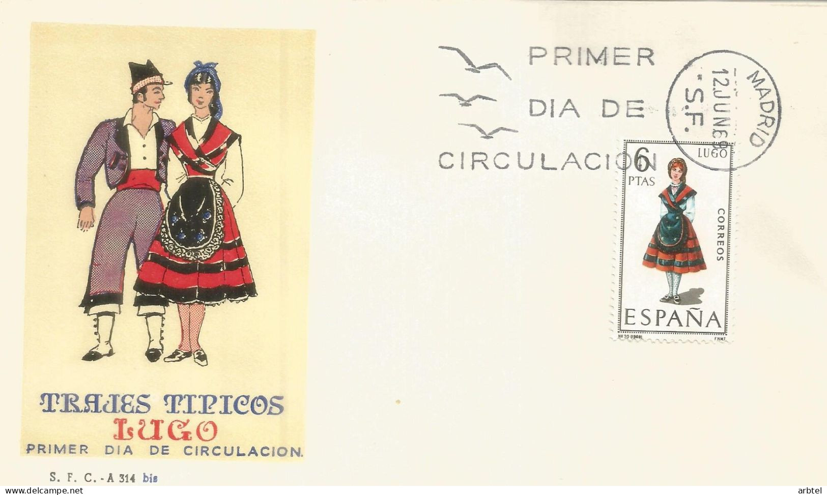 ESPAÑA SPD FDC TRAJE TIPICO TEXTIL FASHION LUGO - Textiles