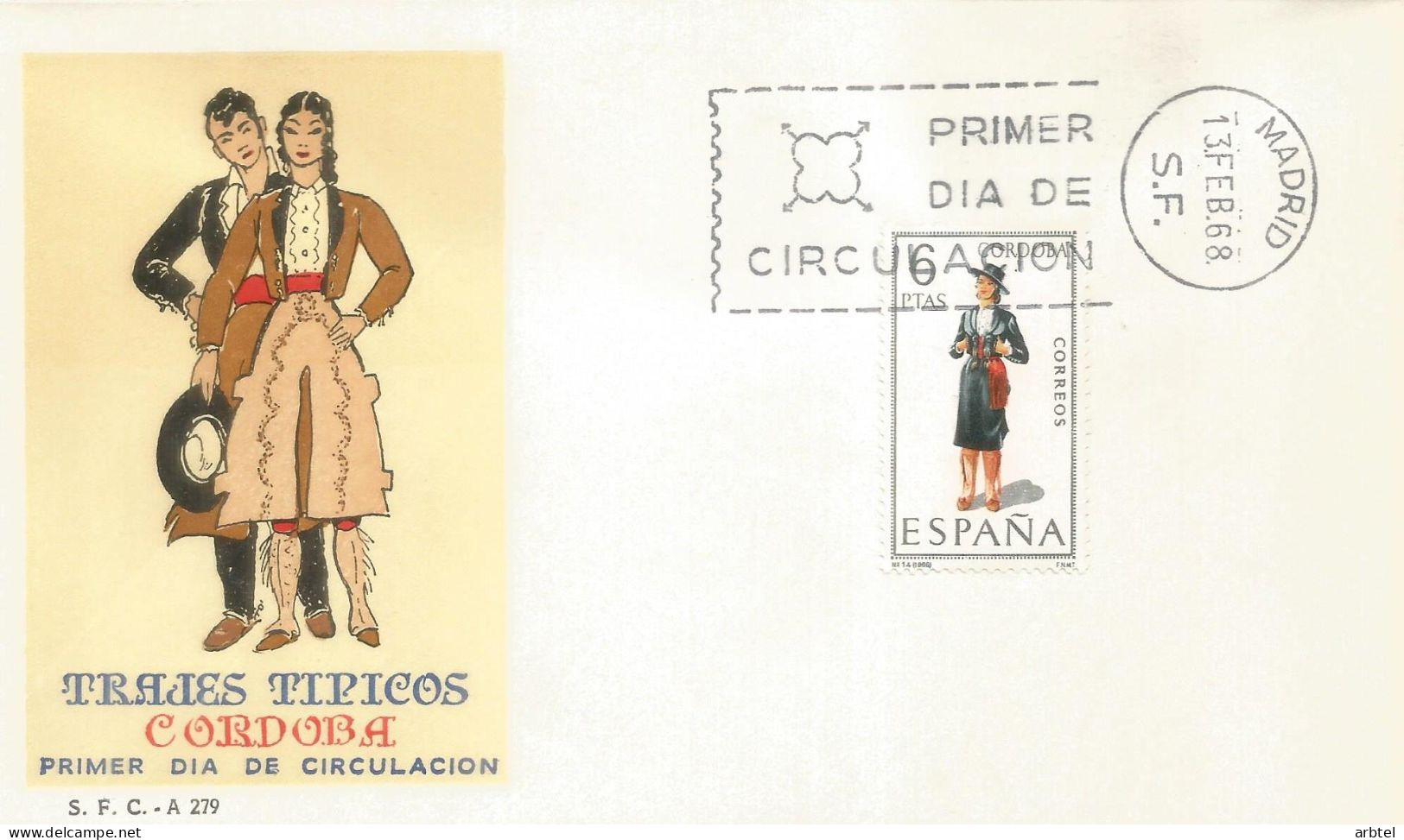 ESPAÑA SPD FDC TRAJE TIPICO TEXTIL FASHION CORDOBA - Textile