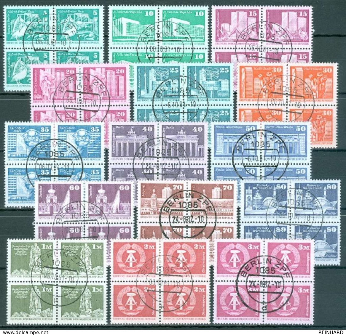 DDR Komplettsatz Aufbau Kleinformat Im Viererblock - Alle 15 Werte Gestempelt - Siehe Bild - Used Stamps
