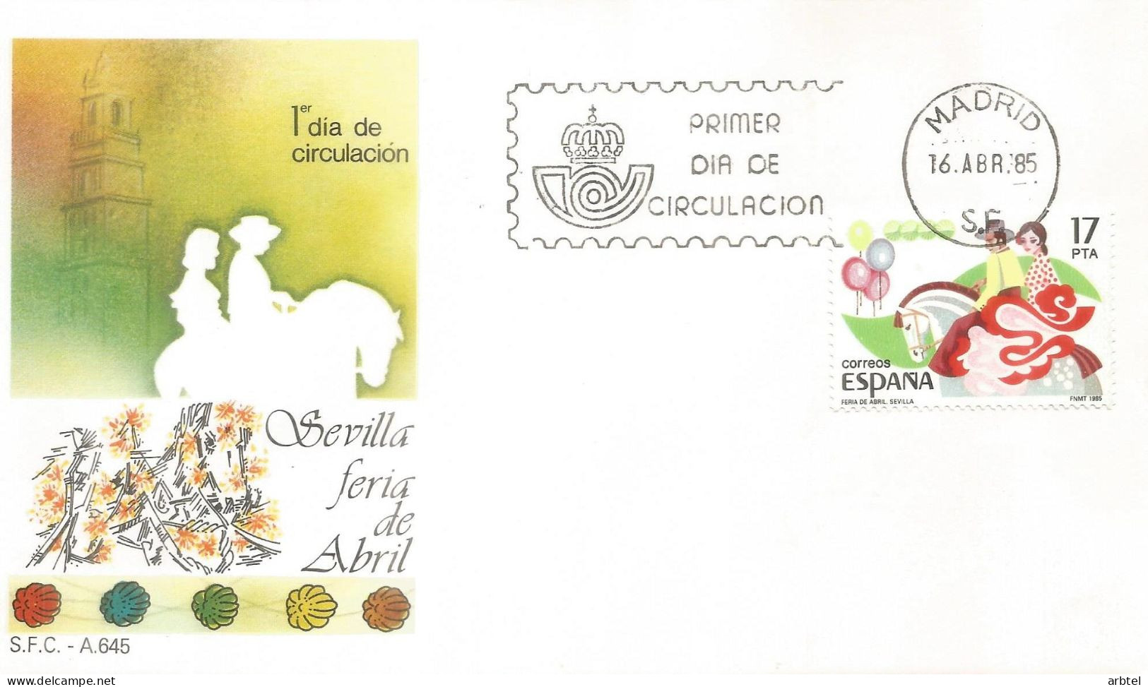 ESPAÑA SPD FDC FERIA DE ABRIL SEVILLA - Cartas & Documentos