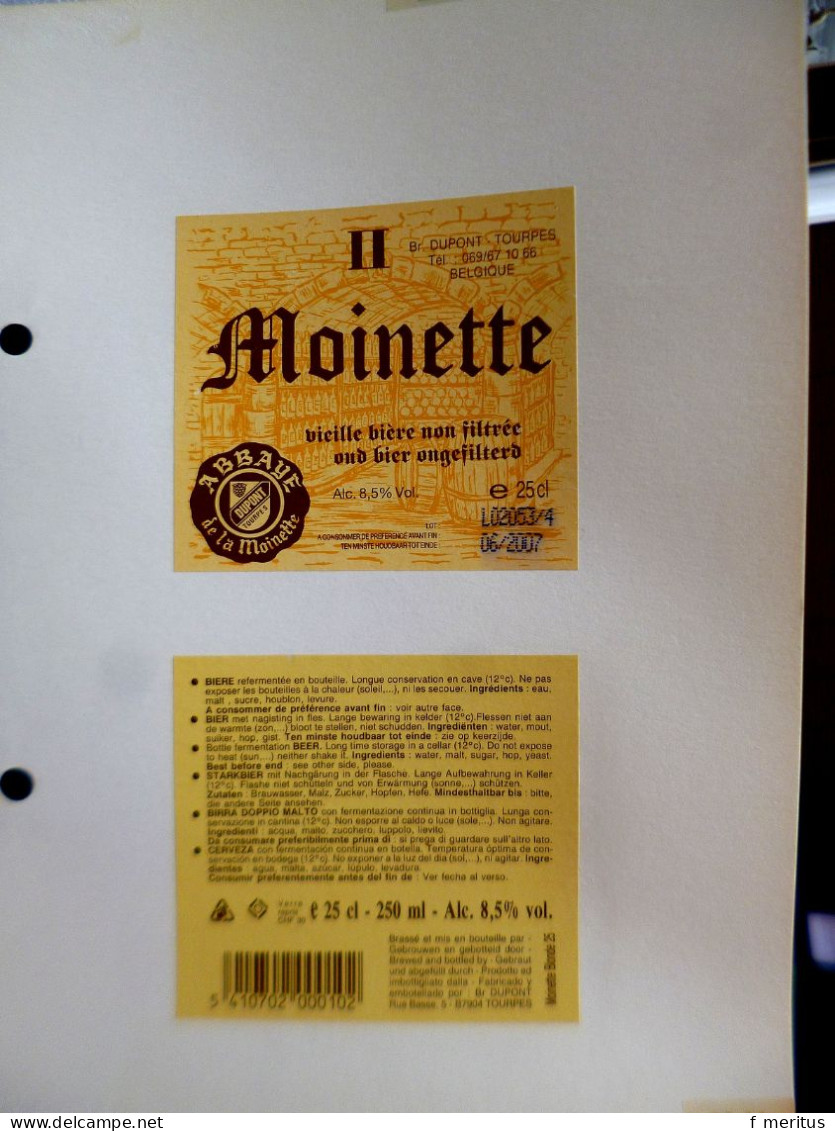 Lot De 10 étiquettes De Bières Belges - Brasserie Dupont - Bière