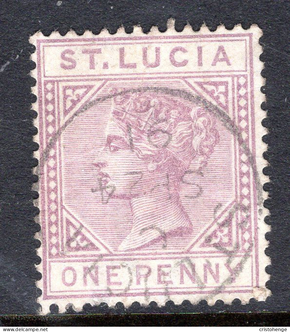 St Lucia 1886-87 QV - Wmk. Crown CA - Die I - 1d Dull Mauve Used (SG 39) - St.Lucia (...-1978)