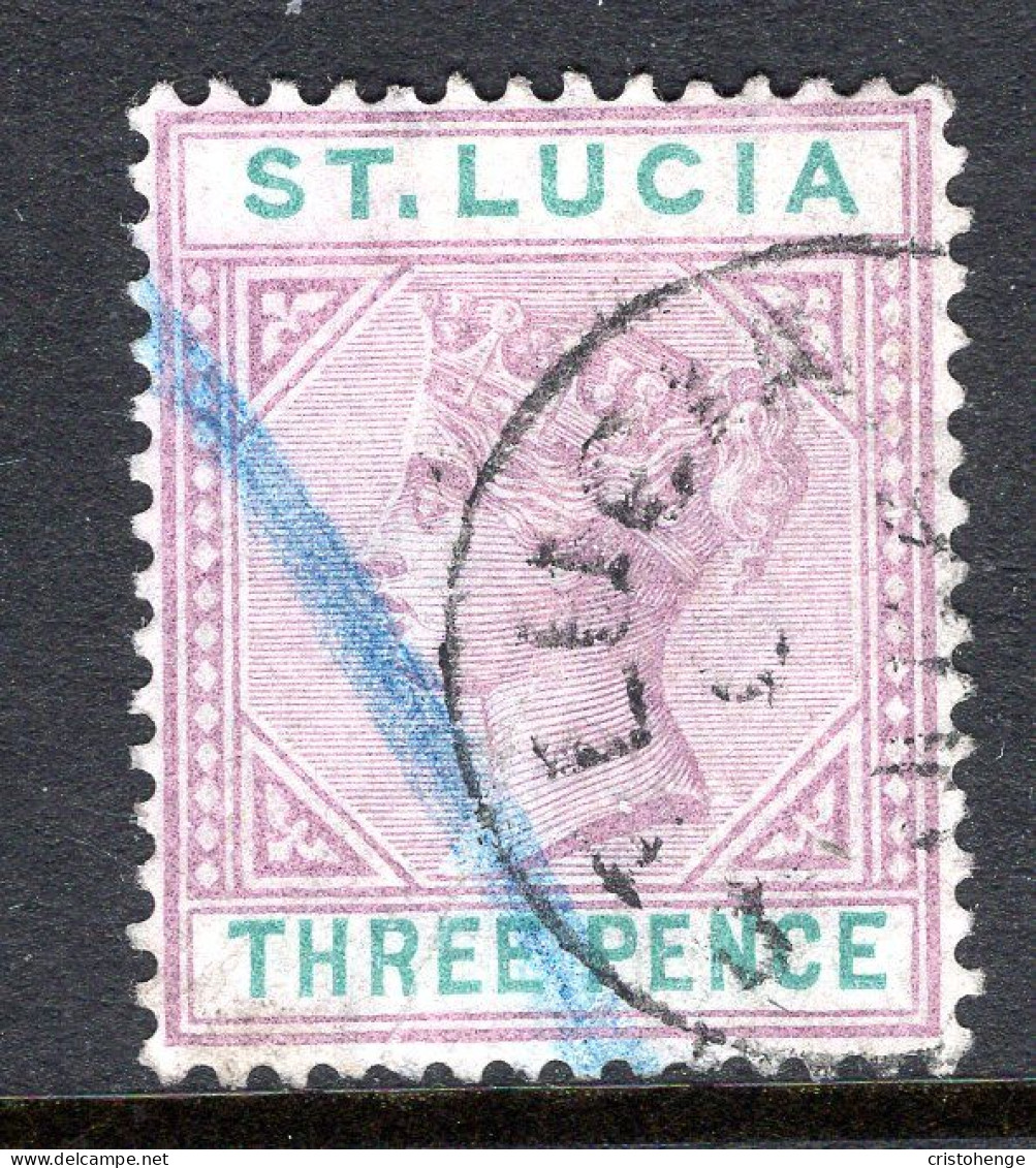 St Lucia 1886-87 QV - Wmk. Crown CA - Die I - 3d Dull Mauve & Green Used (SG 40) - Ste Lucie (...-1978)