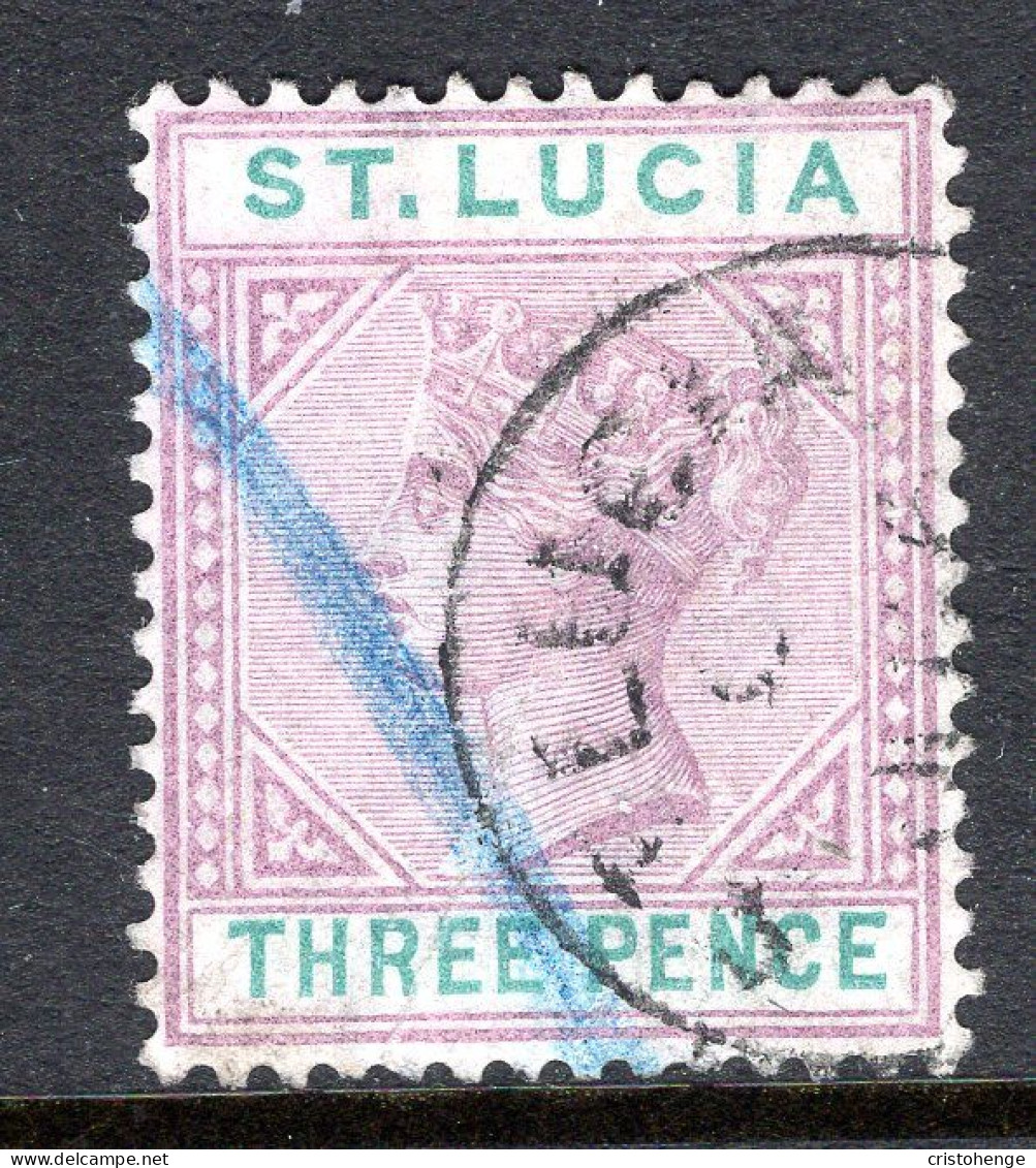 St Lucia 1886-87 QV - Wmk. Crown CA - Die I - 3d Dull Mauve & Green Used (SG 40) - St.Lucia (...-1978)