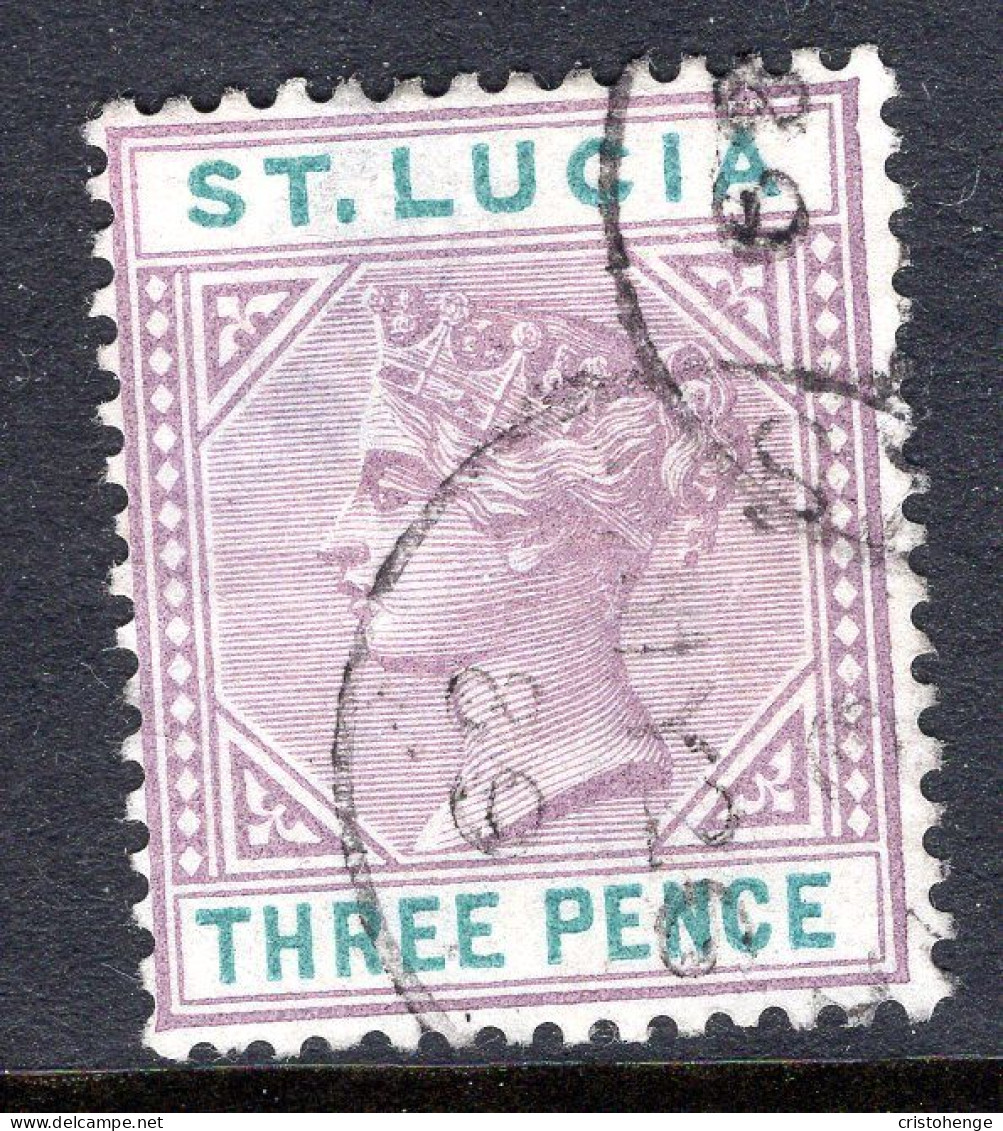 St Lucia 1886-87 QV - Wmk. Crown CA - Die I - 3d Dull Mauve & Green Used (SG 40) - St.Lucia (...-1978)