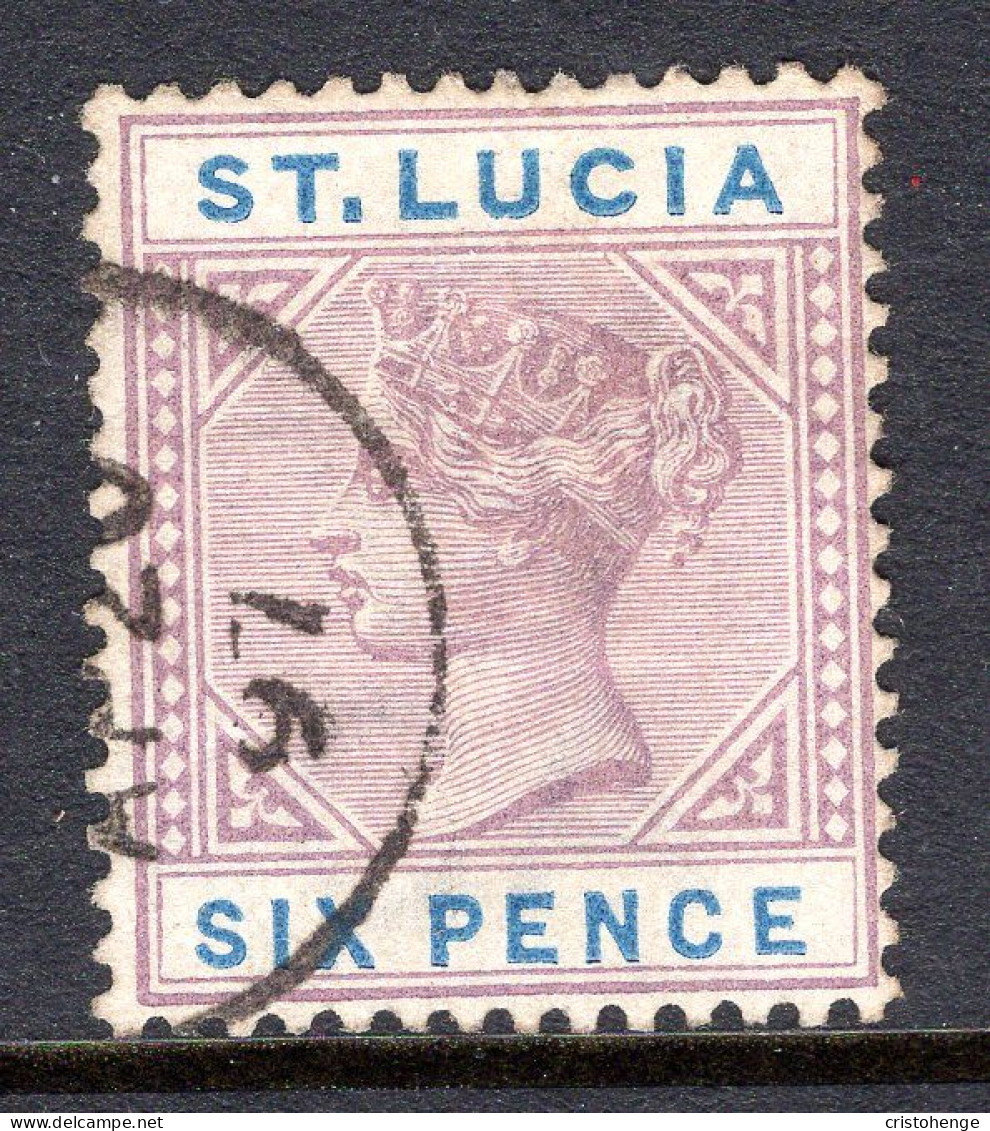 St Lucia 1886-87 QV - Wmk. Crown CA - Die I - 6d Dull Mauve & Blue Used (SG 41) - St.Lucia (...-1978)