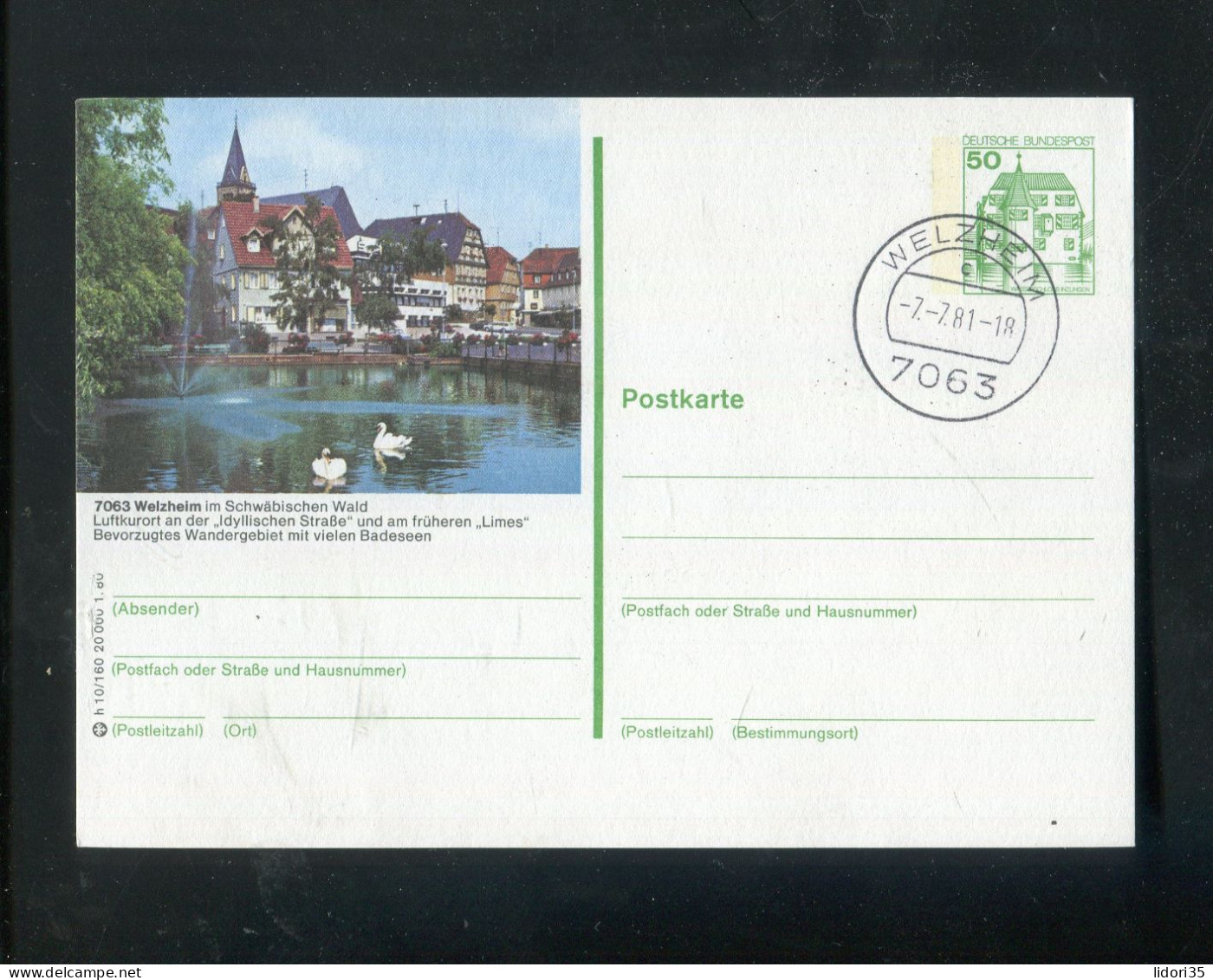 "BUNDESREPUBLIK DEUTSCHLAND" 1980, Bildpostkarte Mit Bildgleichem Stempel Ex "WELZHEIM" (L1102) - Geïllustreerde Postkaarten - Gebruikt