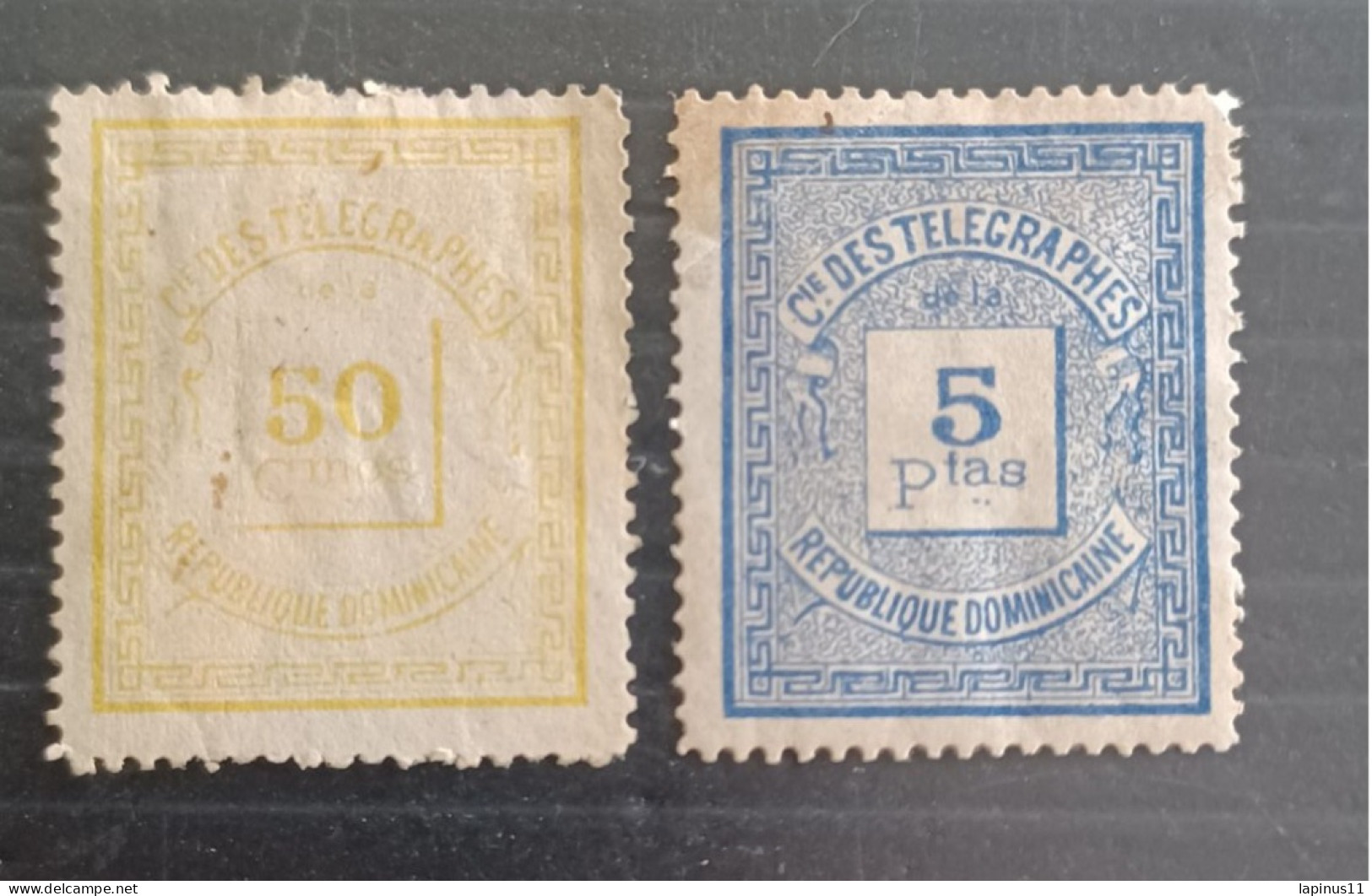 REPUBBLICA DOMINICANA 1887 Private French Company (Compagnie Des Telegraphes De La Republique Dominicaine) RH2-RH4 RARE - Dominicaanse Republiek