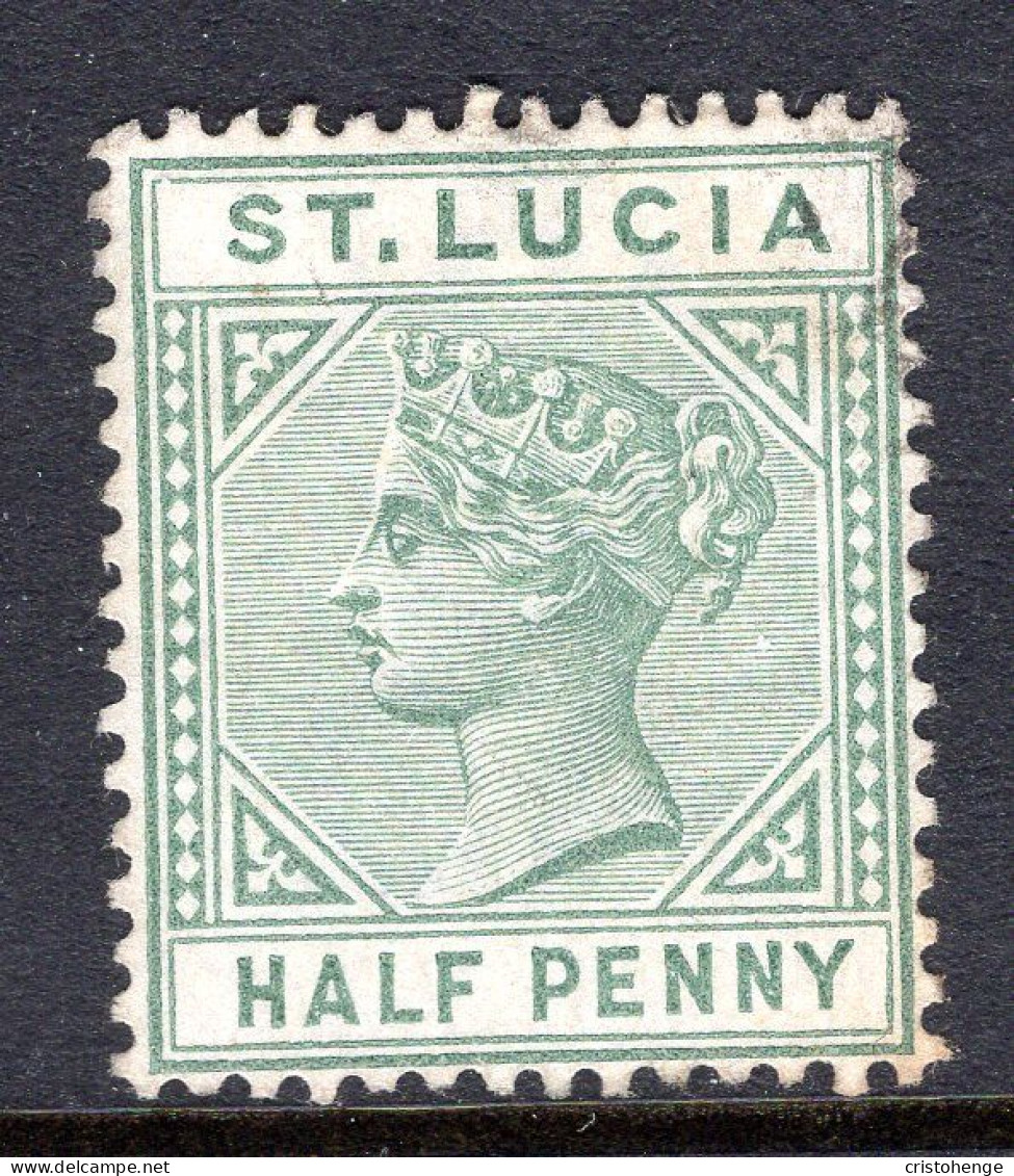 St Lucia 1891-98 QV - Wmk. Crown CA - Die II - ½d Dull Green HM (SG 43) - St.Lucia (...-1978)