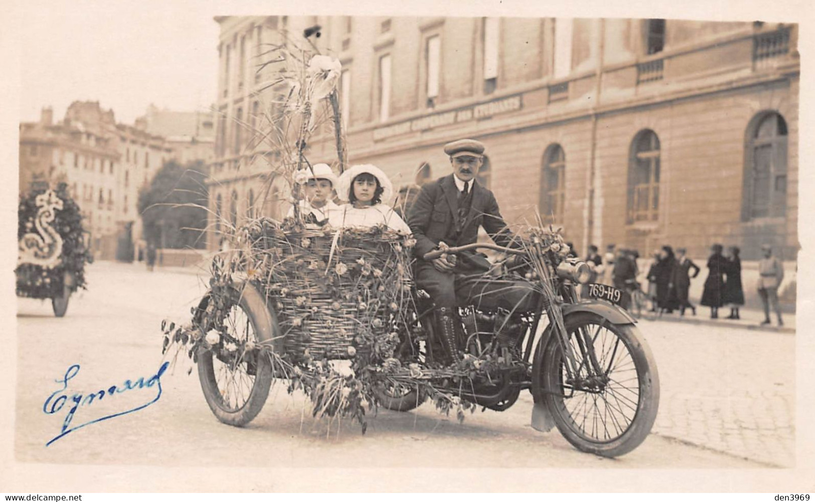 SIDE-CAR Fleuri - Moto "769-H9" - Carte-Photo - Motos