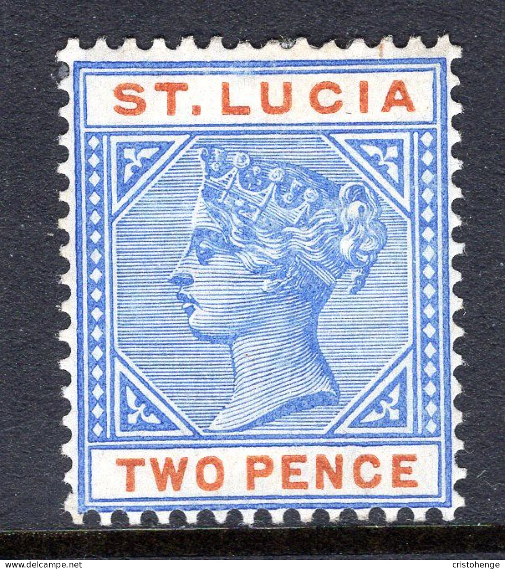 St Lucia 1891-98 QV - Wmk. Crown CA - Die II - 2d Ultramarine & Orange HM (SG 45) - St.Lucia (...-1978)