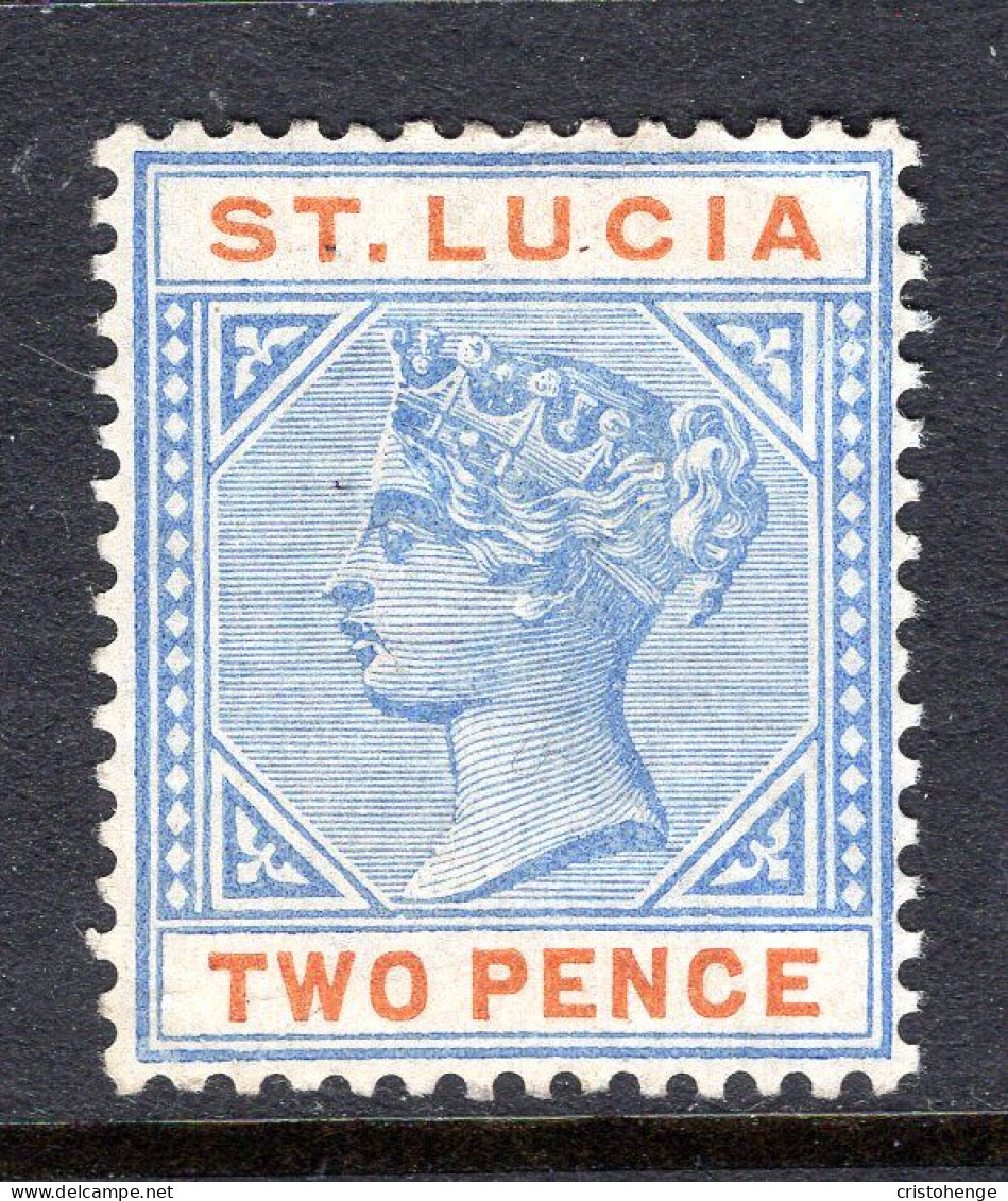 St Lucia 1891-98 QV - Wmk. Crown CA - Die II - 2d Ultramarine & Orange HM (SG 45) - St.Lucia (...-1978)