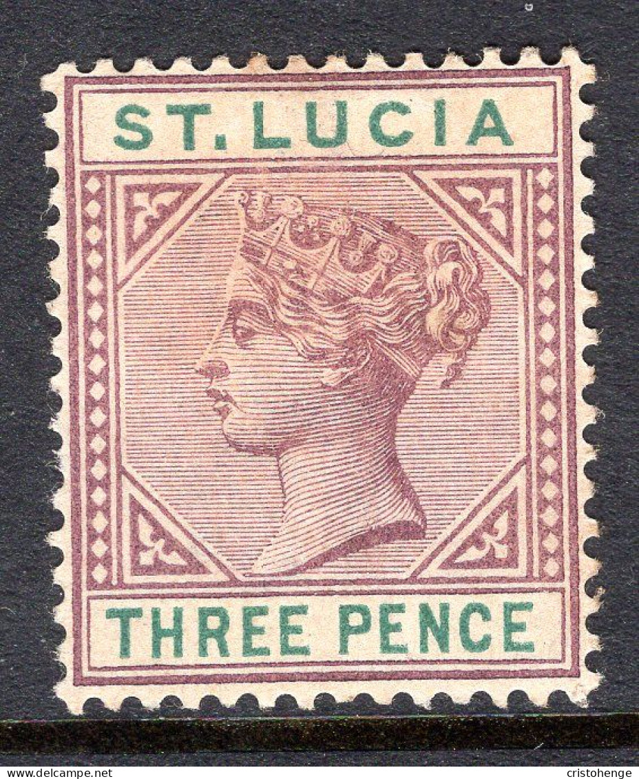 St Lucia 1891-98 QV - Wmk. Crown CA - Die II - 3d Dull Mauve & Green HM (SG 47) - St.Lucia (...-1978)