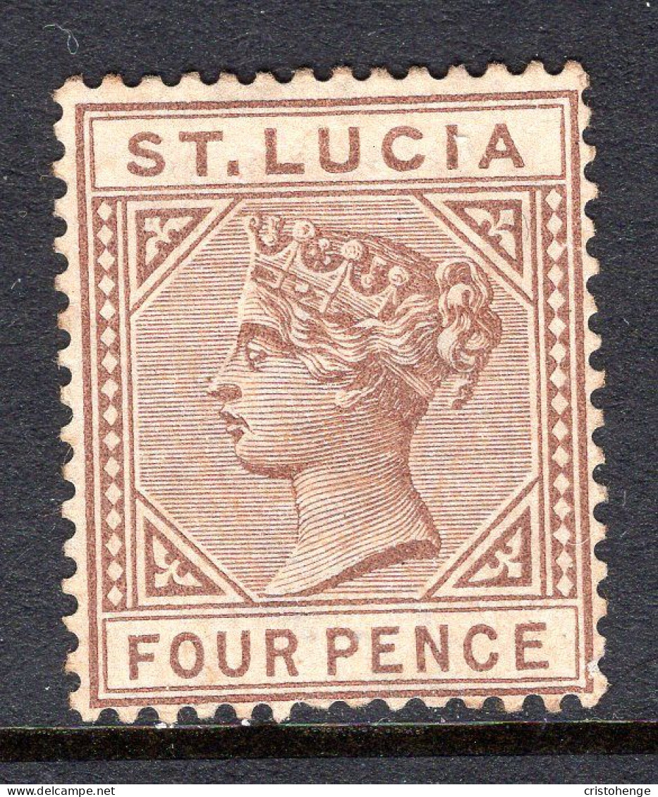 St Lucia 1891-98 QV - Wmk. Crown CA - Die II - 4d Brown HM (SG 48) - Ste Lucie (...-1978)