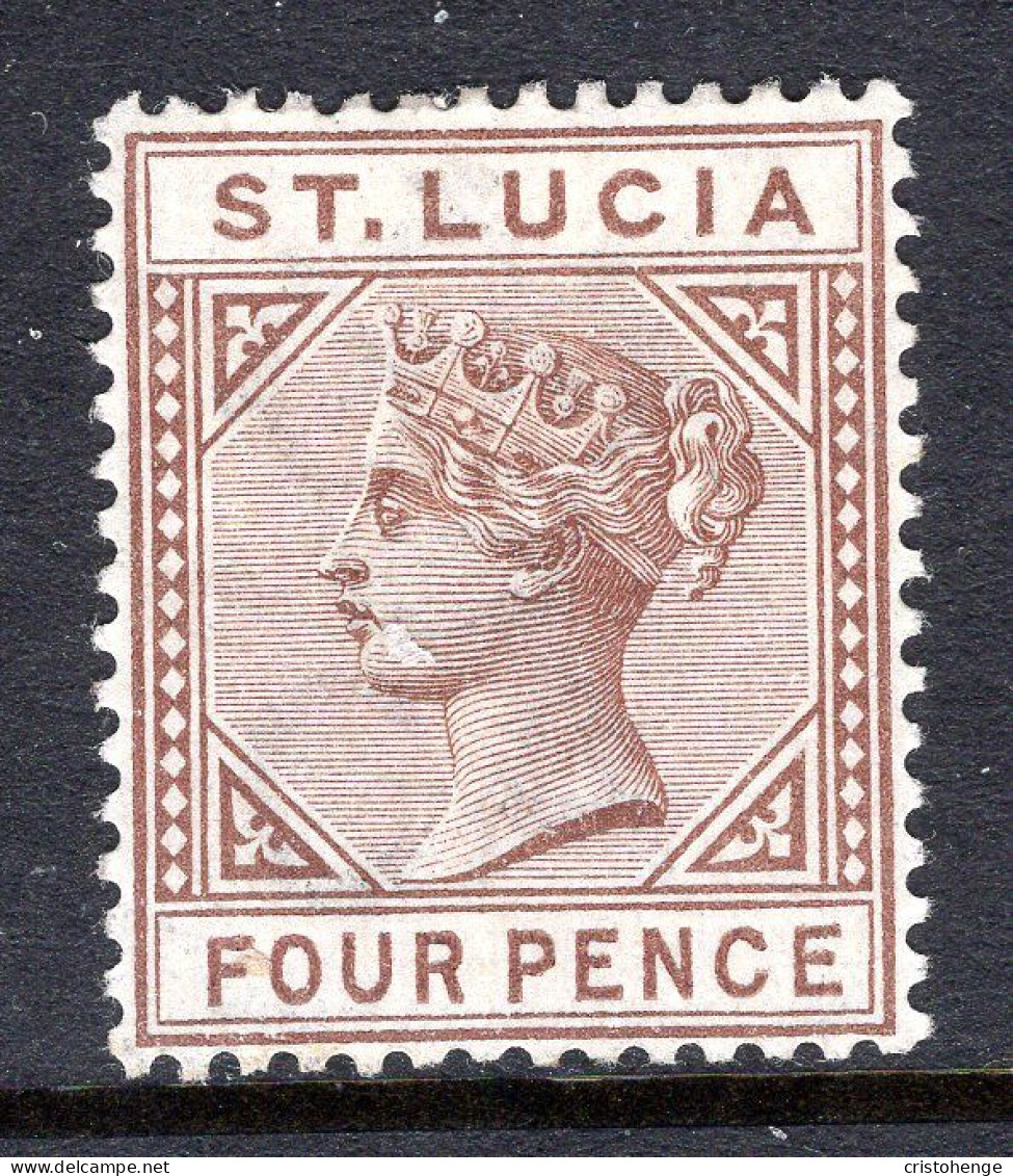 St Lucia 1891-98 QV - Wmk. Crown CA - Die II - 4d Brown HM (SG 48) - St.Lucia (...-1978)