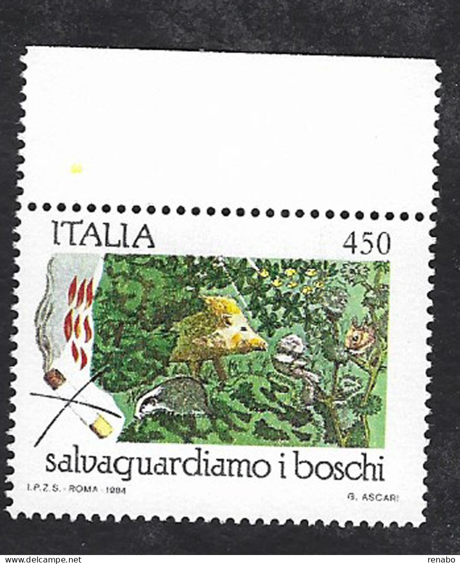 Italia, Italy, Italien, Italie 1984; Bosco Con Animali, Forest With Animals. Bordo Superiore - Bomen
