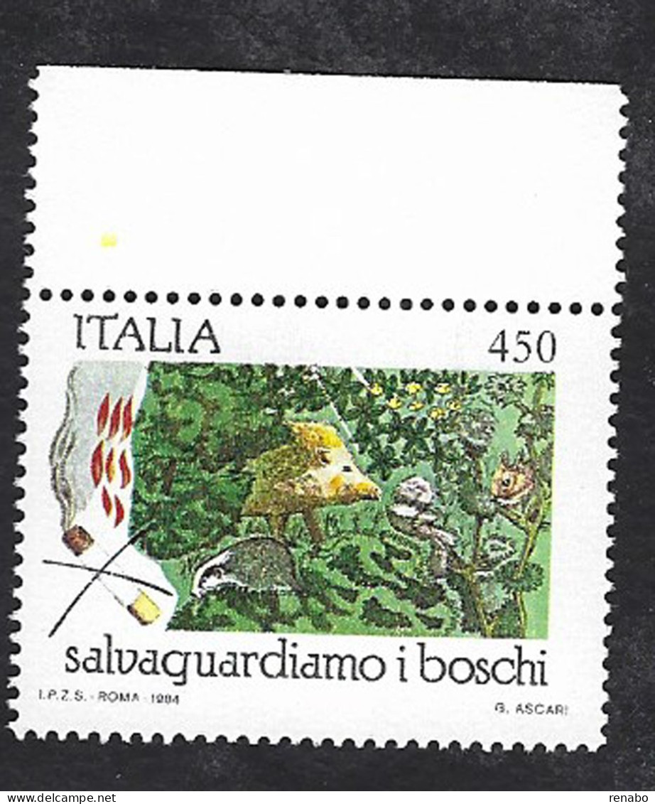 Italia, Italy, Italien, Italie 1984; Bosco Con Animali, Forest With Animals. Bordo Superiore - Trees