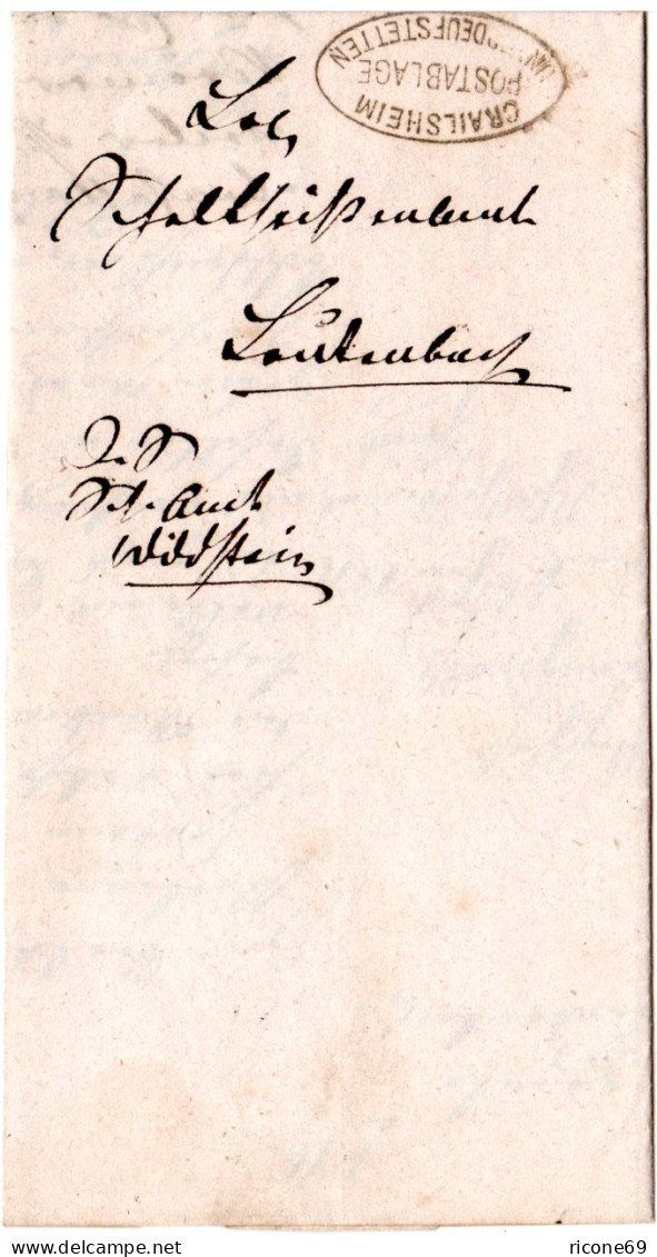 Württemberg 1870, Postablage UNTERDEUFSTETTEN (Crailsheim) Auf Brief V Wildstein - Lettres & Documents