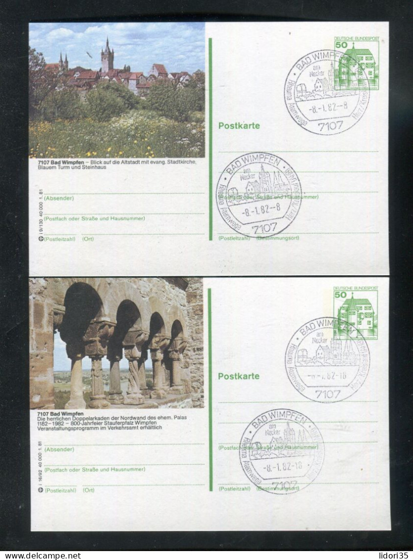 "BUNDESREPUBLIK DEUTSCHLAND" 1981, 2 Bildpostkarten Je Mit Bildgleichem Stempel Ex "BAD WIMPFEN" (L1111) - Postales Ilustrados - Usados