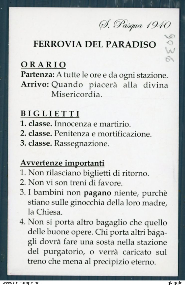 °°° Santino N. 9036 - S. Pasqua 1940 °°° - Religion &  Esoterik