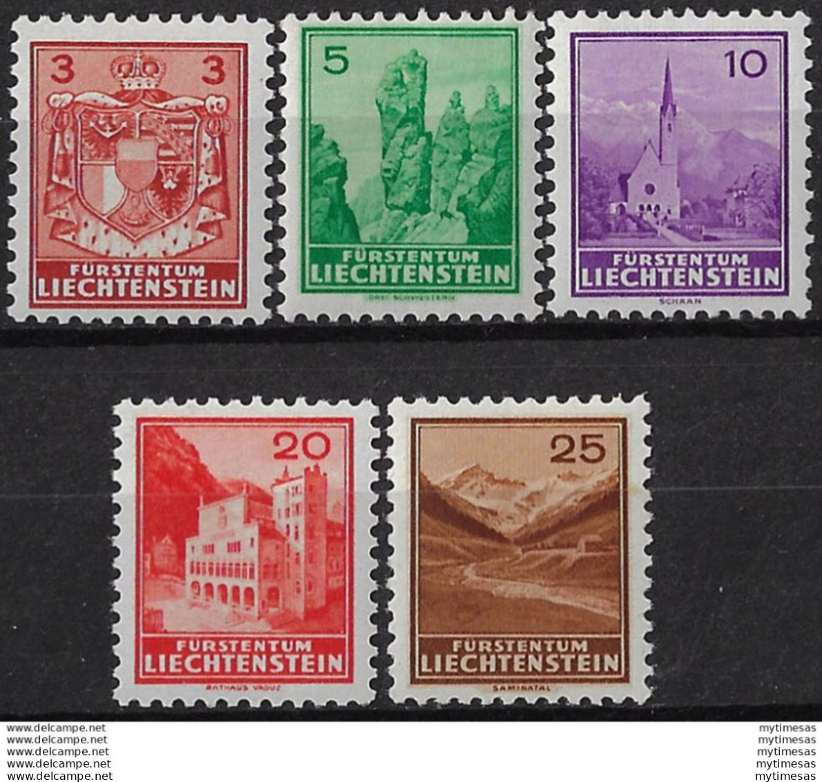 1934-35 Liechtenstein Vedute 5v. MNH Unif N. 123/27 - Altri & Non Classificati