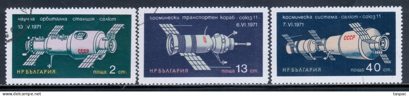 Bulgaria 1971 Mi# 2135-2137 Used - Salyut-Soyuz 11 Space Mission - Europa
