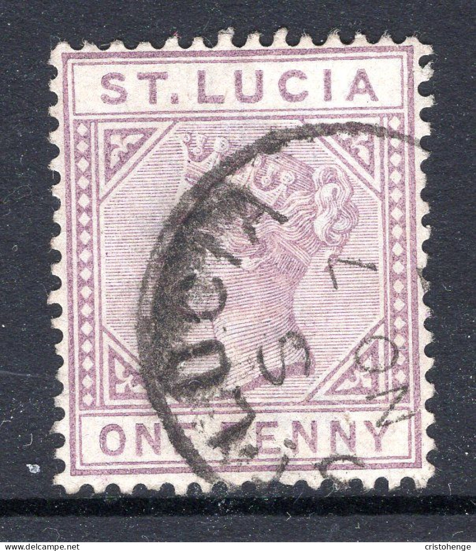 St Lucia 1891-98 QV - Wmk. Crown CA - Die II - 1d Dull Mauve Used (SG 44) - St.Lucia (...-1978)